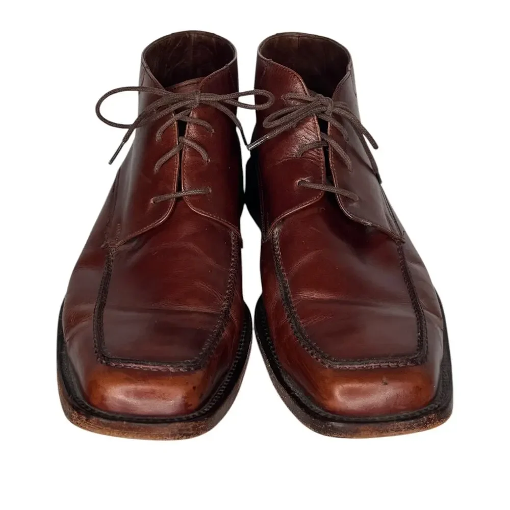 Vintage Lopez Taibo Leather Chukka Boots Brown Mens 8.5 Moc Toe